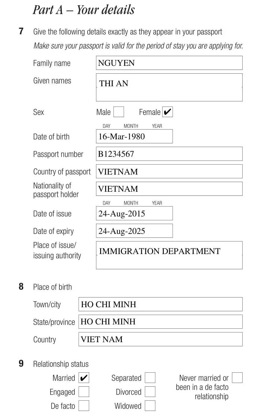Hướng dẫn cách điền tờ khai xin visa Úc