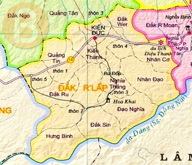Bản đồ hành chính huyện Đắk Rlấp
