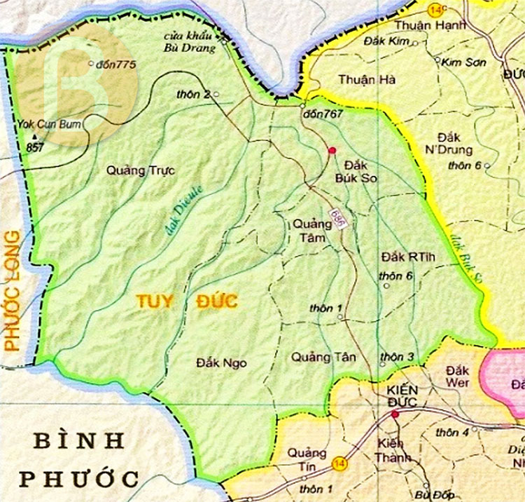 Bản đồ hành chính Huyện Tuy Đức