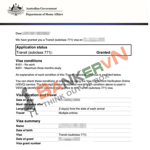 Visa 771 - visa quá cảnh Úc