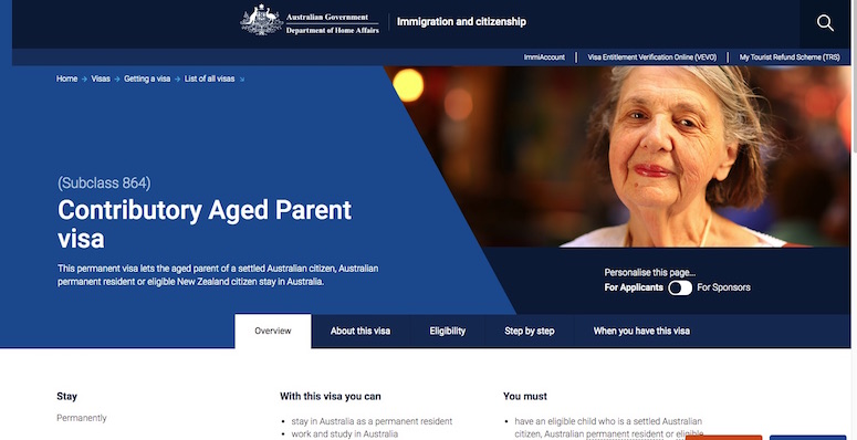 Hướng dẫn thủ tục xin visa bảo lãnh cha mẹ đi Úc (Subclass 864, 884)