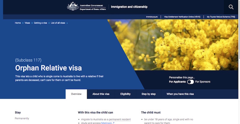 Visa 117 và 837 - Bảo lãnh người thân mồ côi sang Úc