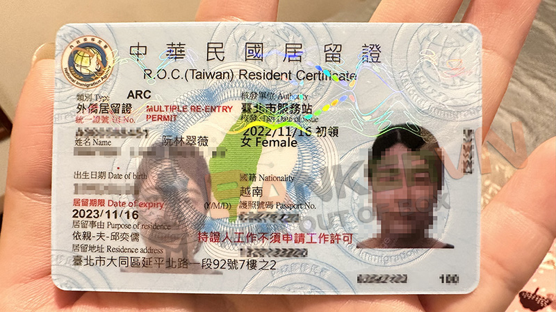 Thủ tục làm thẻ Cư trú Đài Loan (A.R.C)