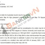 Mẫu thư mời xin visa Úc
