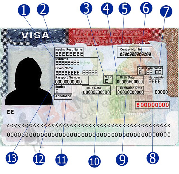 Số visa Mỹ nằm ở đâu, cách đọc thông tin trên visa Mỹ