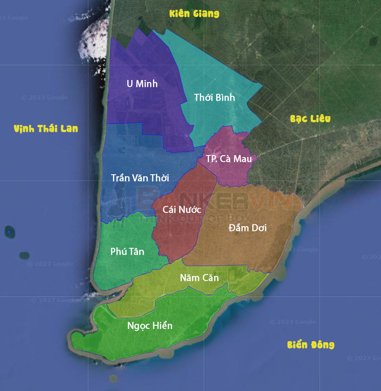 Bản đồ các huyện Cà Mau mới nhất