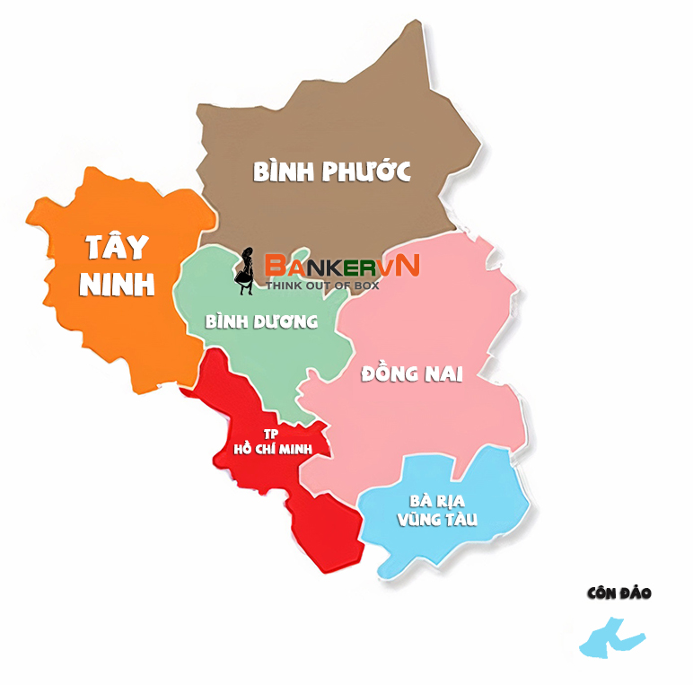 Bản đồ các tỉnh Đông Nam Bộ