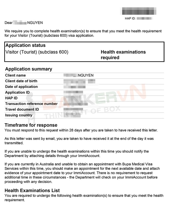 Nội dung file Request for Health Examinations