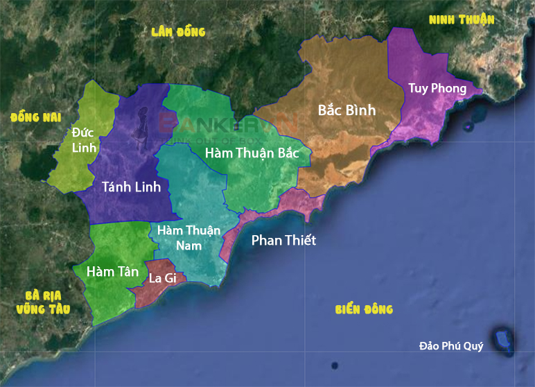 Bản đồ các huyện Bình Thuận mới nhất