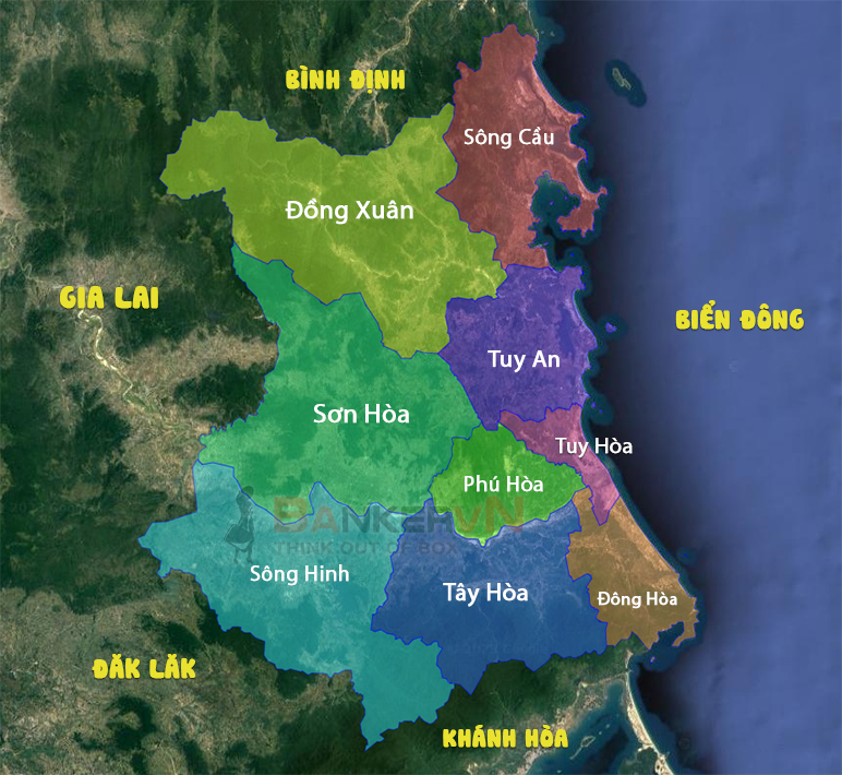 Bản đồ các huyện Phú Yên mới nhất