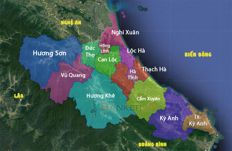 Bản đồ các huyện Hà Tĩnh mới nhất