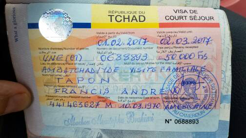 Mẫu visa Tchad