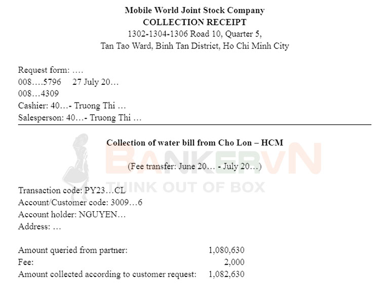 Mẫu dịch Hóa đơn Nước sang tiếng Anh