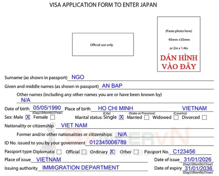 Hướng dẫn điền đơn xin visa Nhật Bản mới nhất 2026