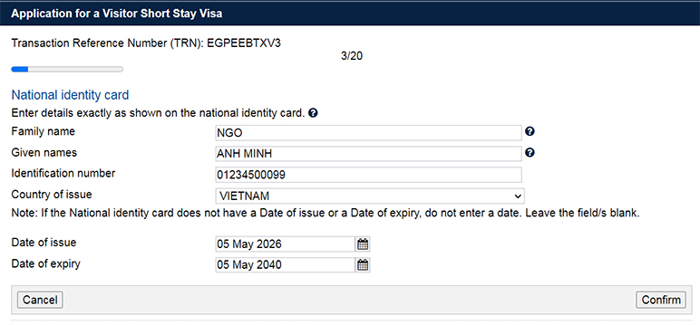 Khai đơn xin visa Úc online 16
